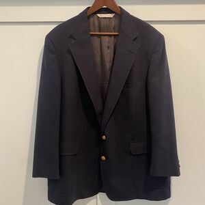 Vintage Christian Brooks Blazer‎ Men 48R Blue Wool Blend Sport Coat Union Tag